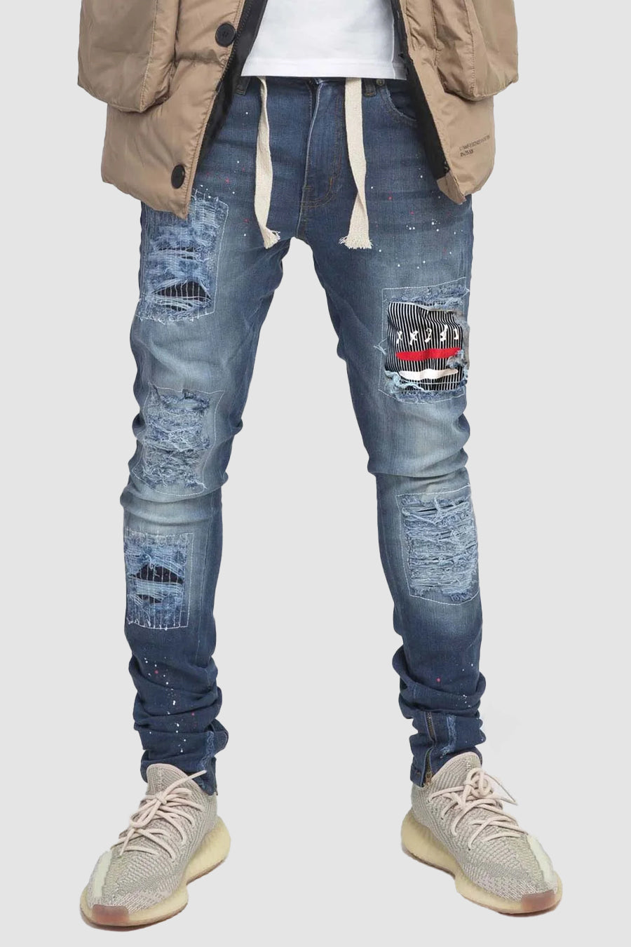 215X50B patch text denim.