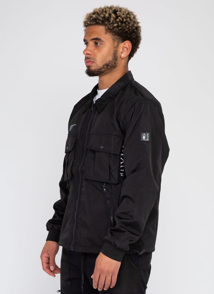 Cargo Zipped shirt Jacket (Black)