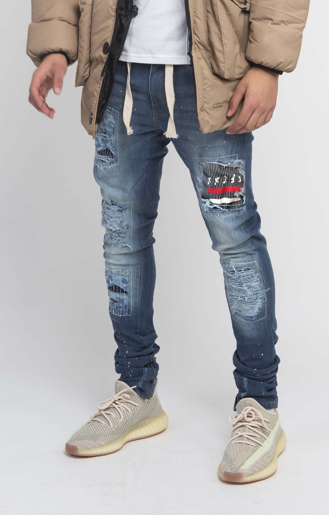 215X50B patch text denim.