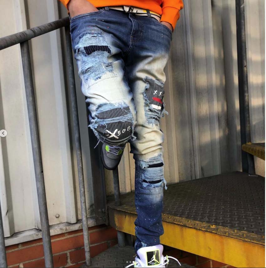 215X50B patch text denim.