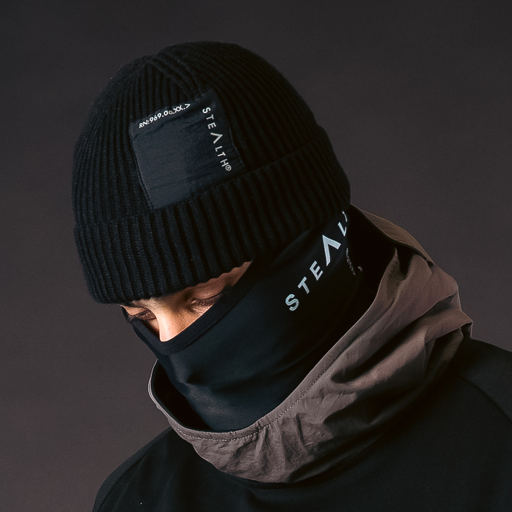 Patch Tech Beanie Black Stealth London