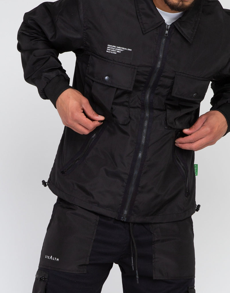 Cargo Zipped shirt Jacket (Black)