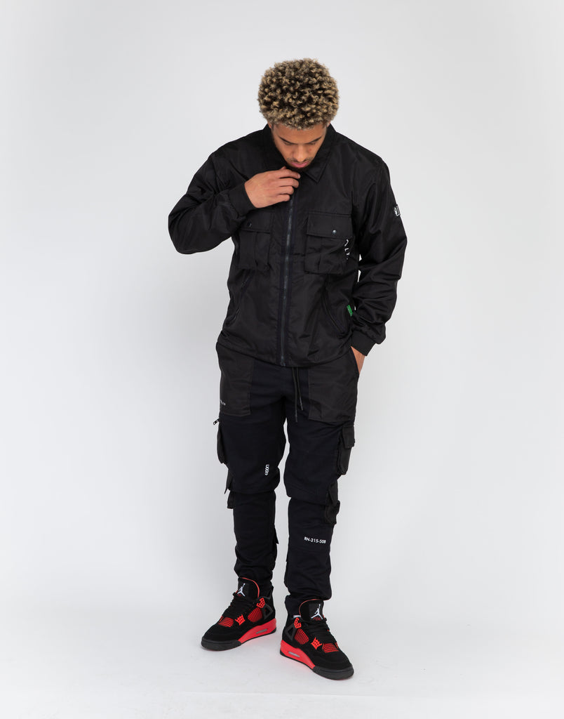 Cargo Zipped shirt Jacket (Black)