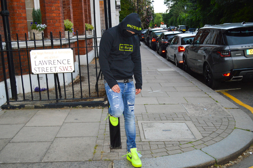 Facemask Hoody (Black/Lime)