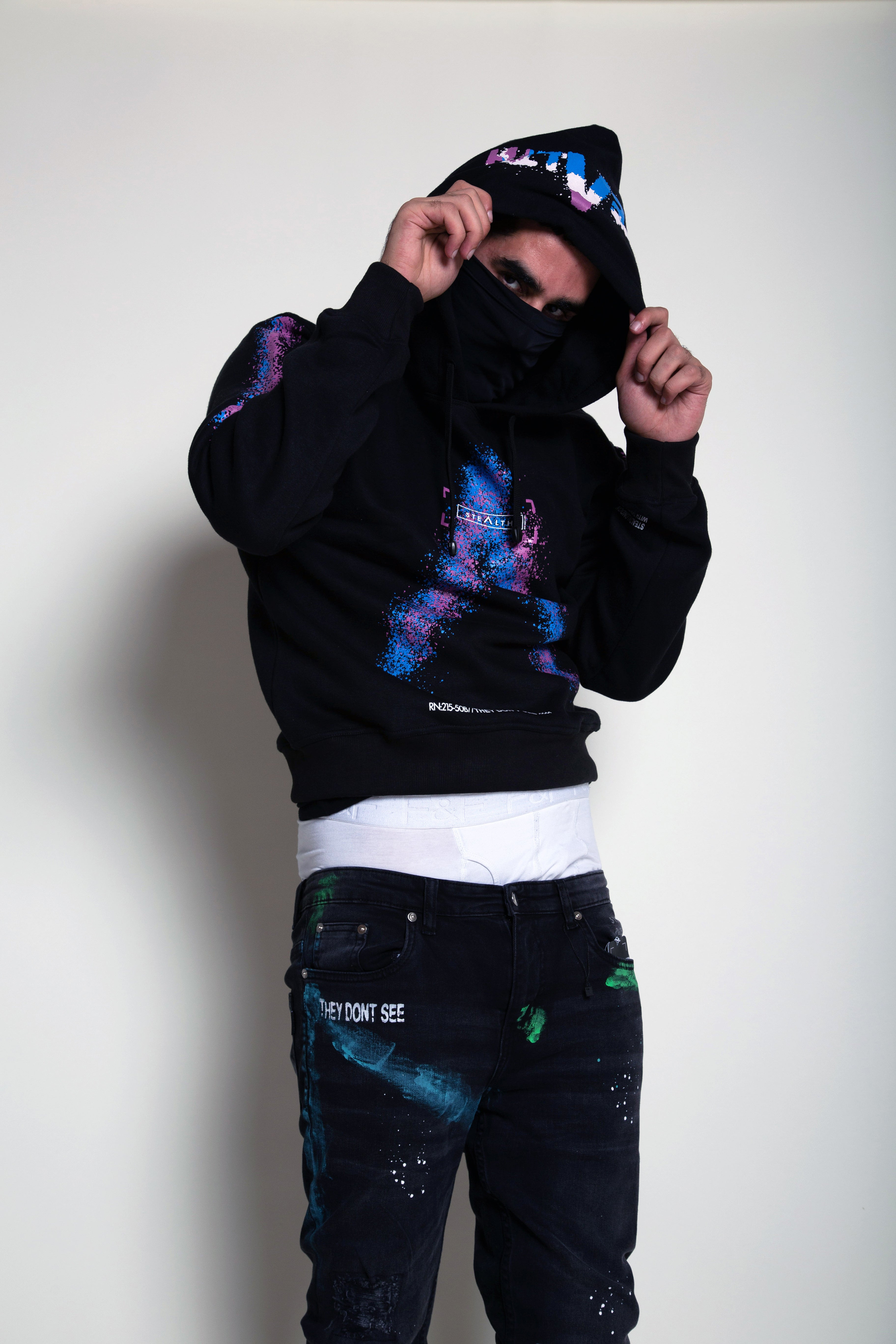TT Box Facemask Hoody (Blue/Fuschia)