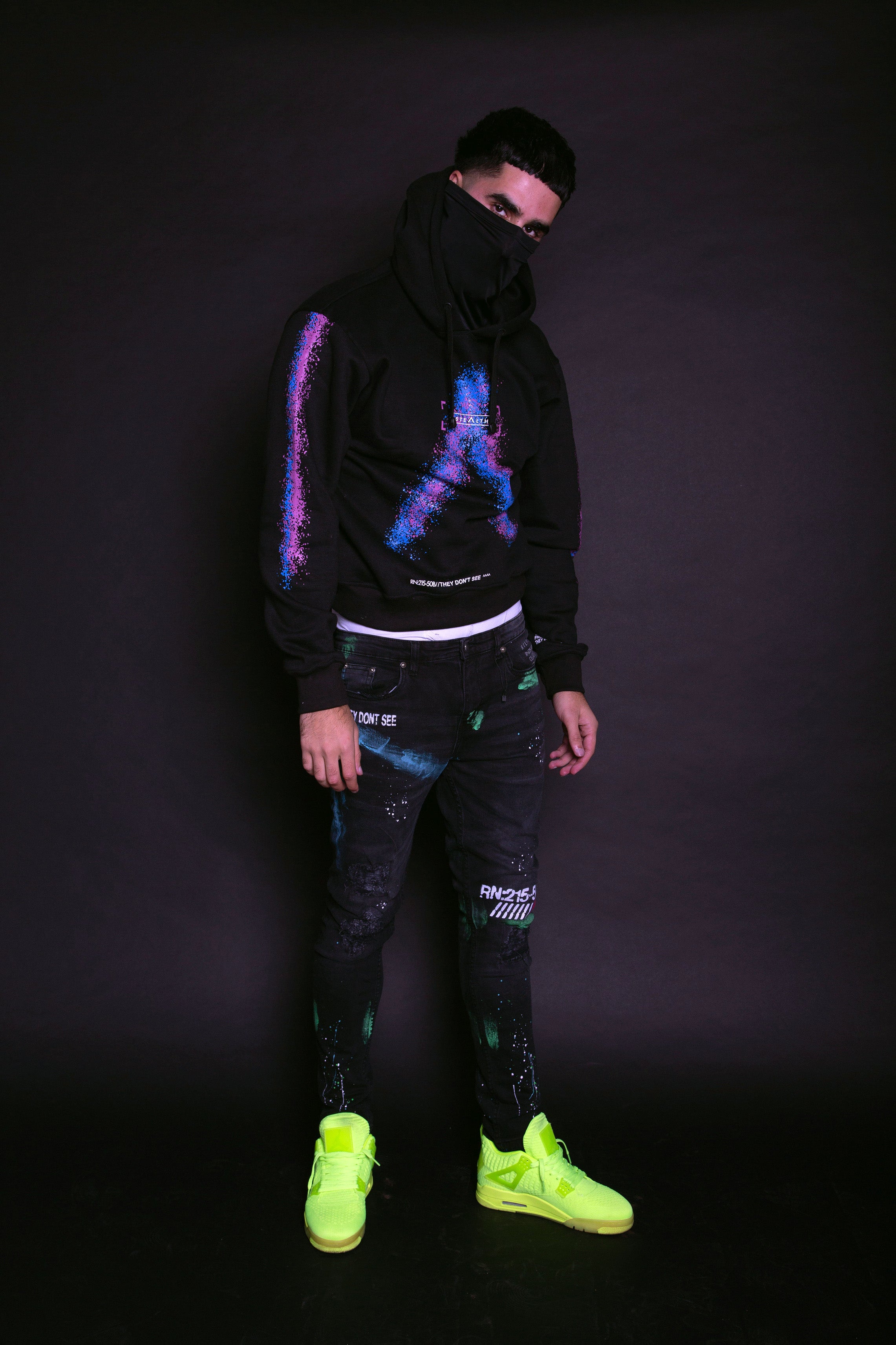 TT Box Facemask Hoody (Blue/Fuschia)